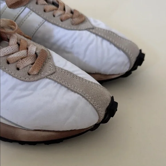 LANVIN Men’s Bumper Optic White Nylon / Nappa Leather and Suede Running Sneakers - Picture 2 of 7